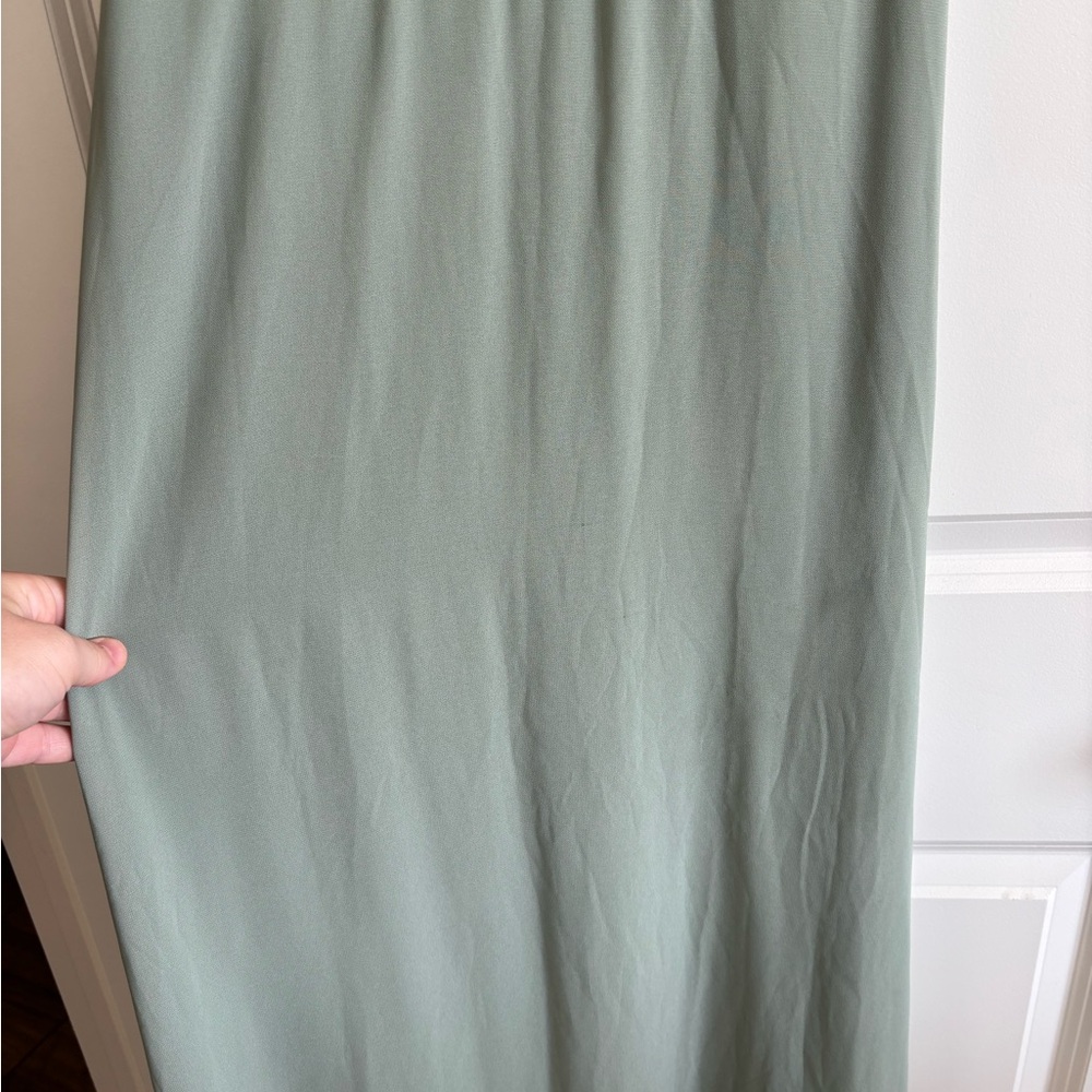 Lulu's Classic Elegance Sage Chiffon Sleeveless Mock Neck Maxi Dress - Picture 7 of 10
